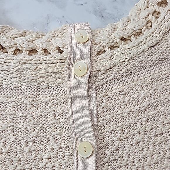 Anthropologie Womens Sz L Beige Linen Blend Minimalist Fairy Preppy Moth Sweater - Picture 4 of 12